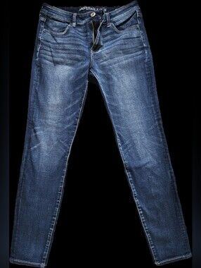 American Eagle Super Super Stretch X4 Jeggings Size 12 Long Like New, Dark Wash